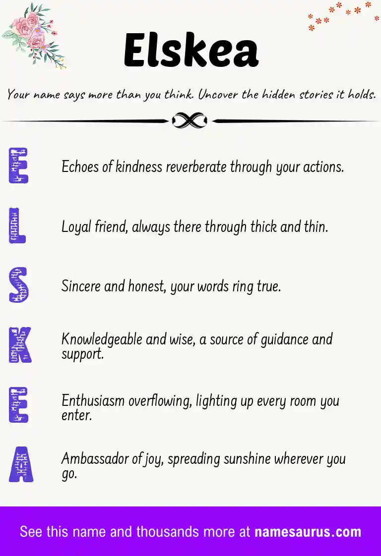 Acrostic poem about Elskea.