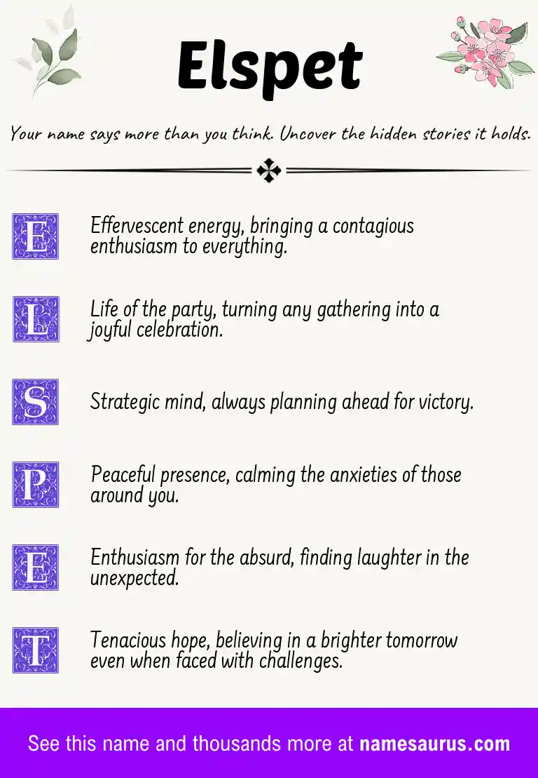 Acrostic poem about Elspet.
