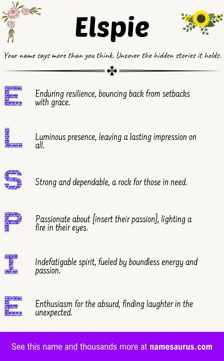 Acrostic poem about Elspie.