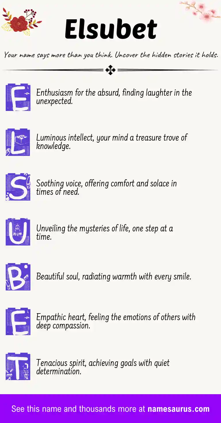 Acrostic poem about Elsubet.