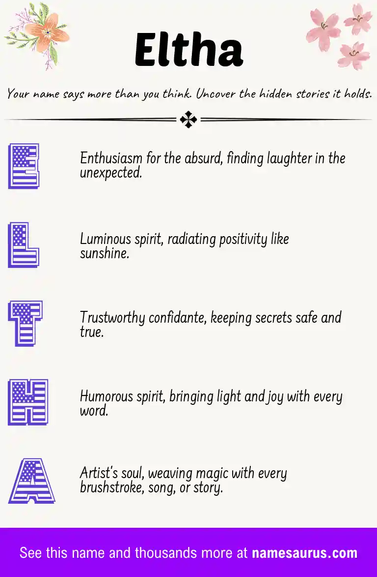 Acrostic poem about Eltha.