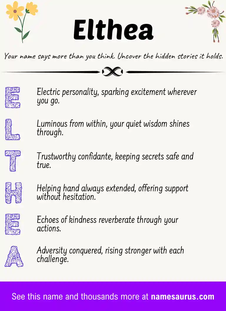 Acrostic poem about Elthea.