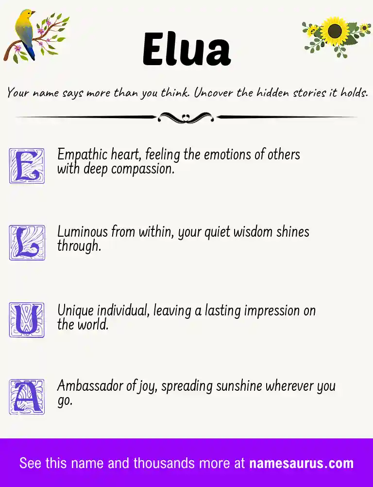 Acrostic poem about Elua.