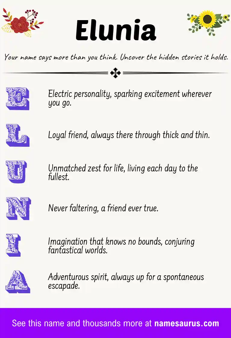 Acrostic poem about Elunia.