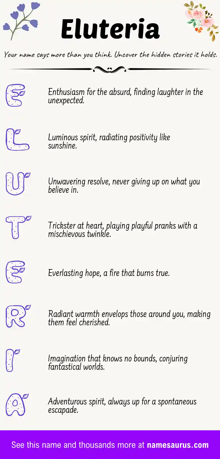 Acrostic poem about Eluteria.