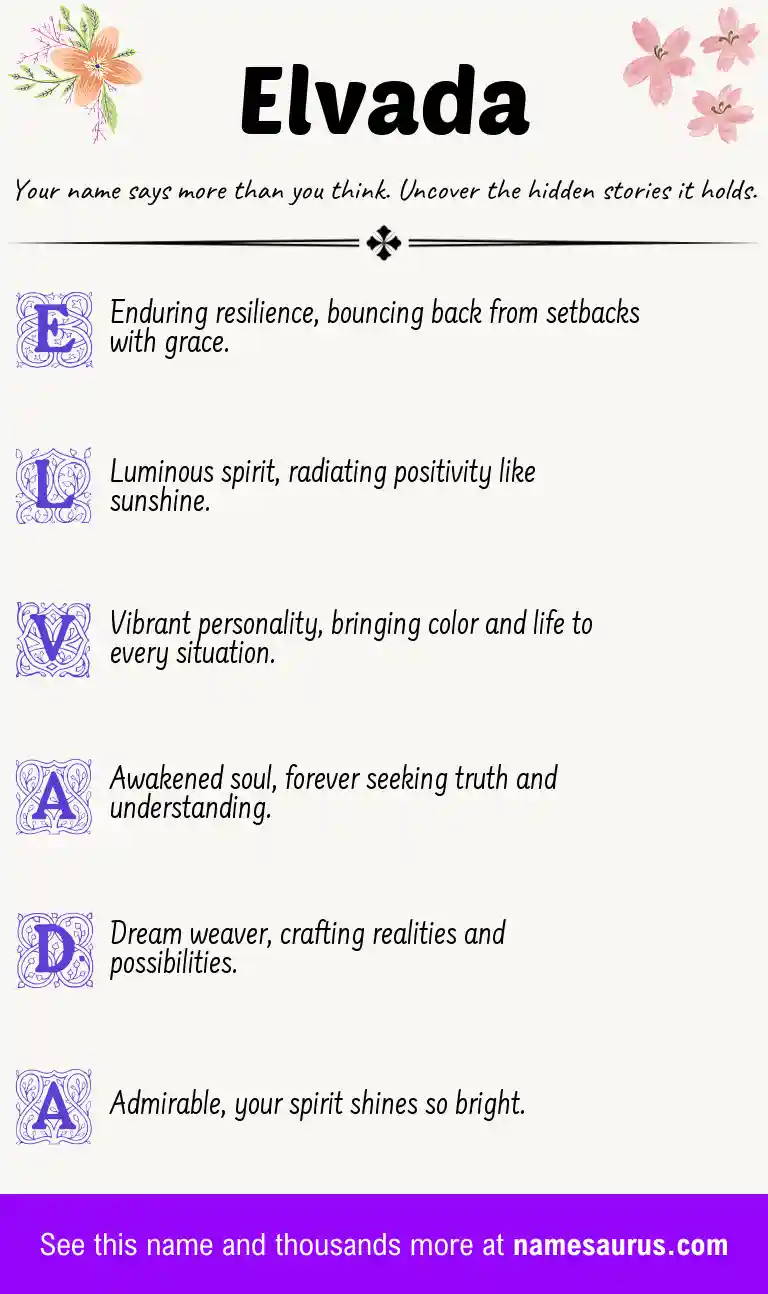 Acrostic poem about Elvada.