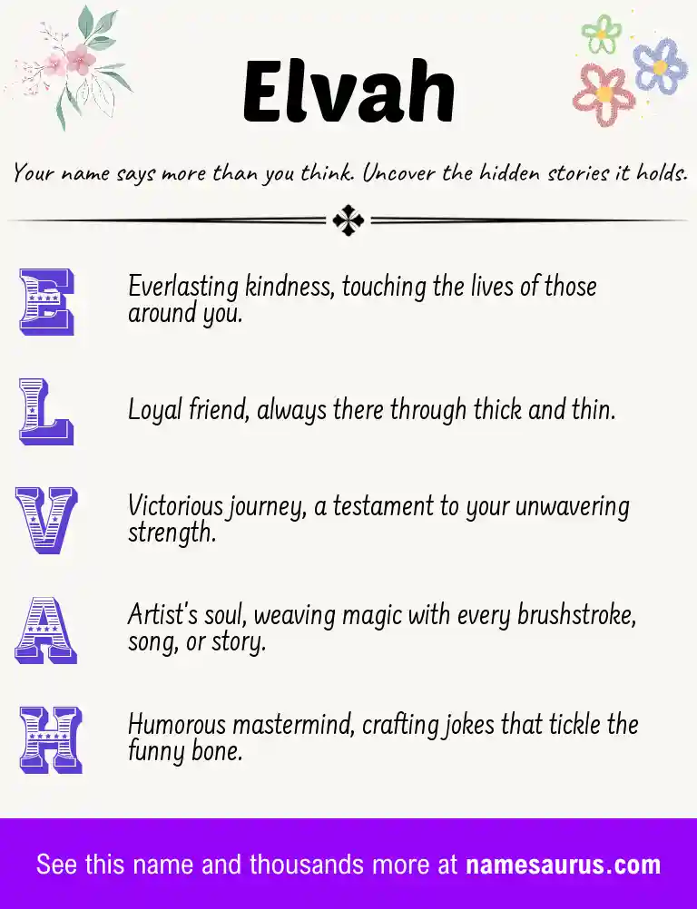 Acrostic poem about Elvah.