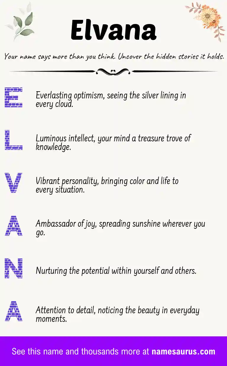 Acrostic poem about Elvana.