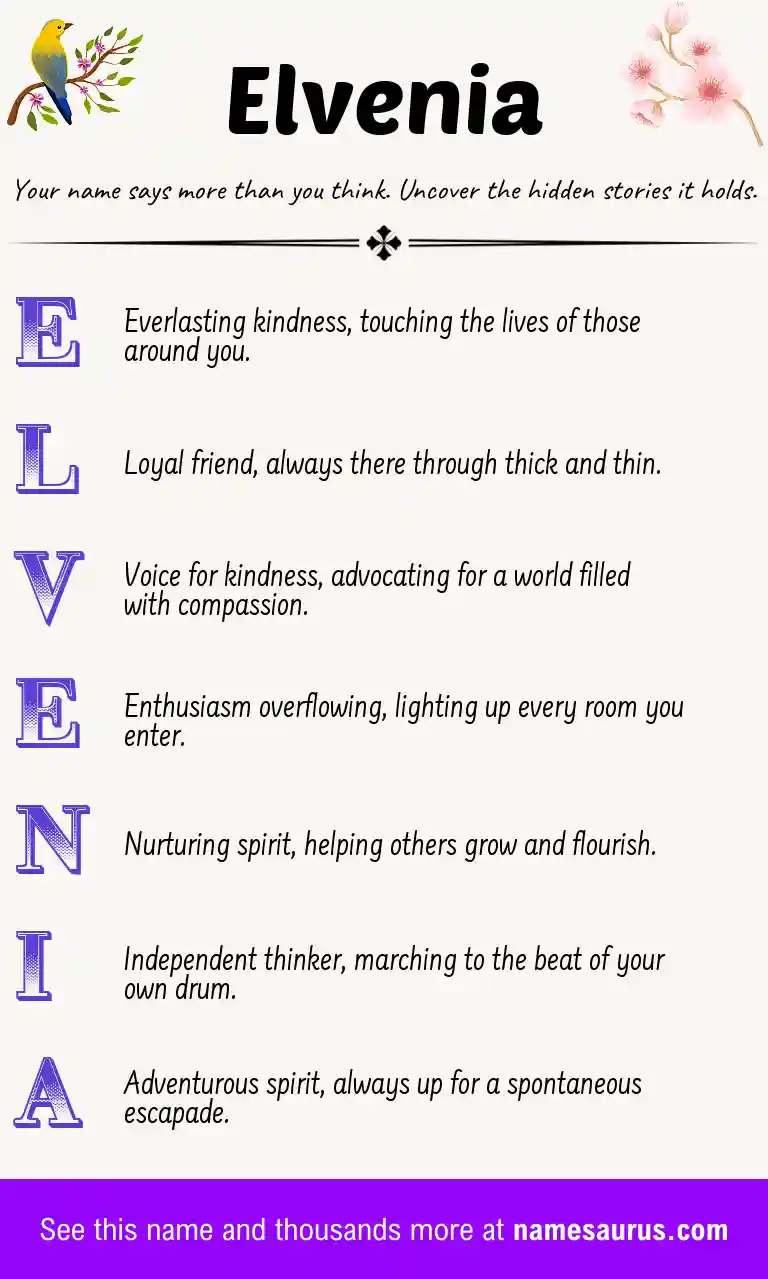 Acrostic poem about Elvenia.