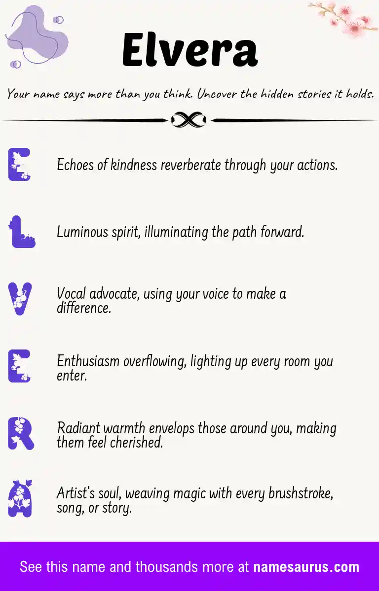 Acrostic poem about Elvera.