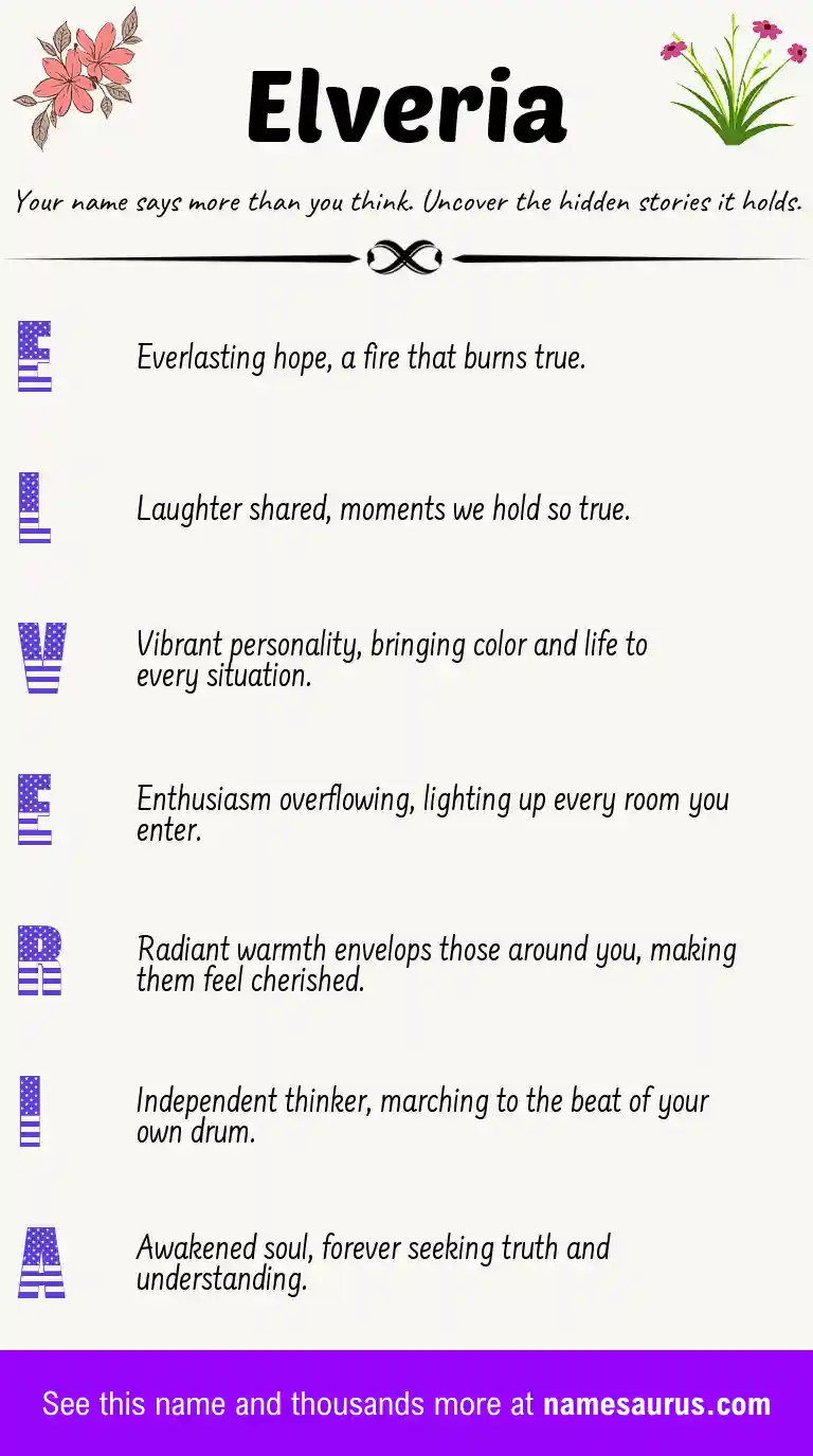 Acrostic poem about Elveria.