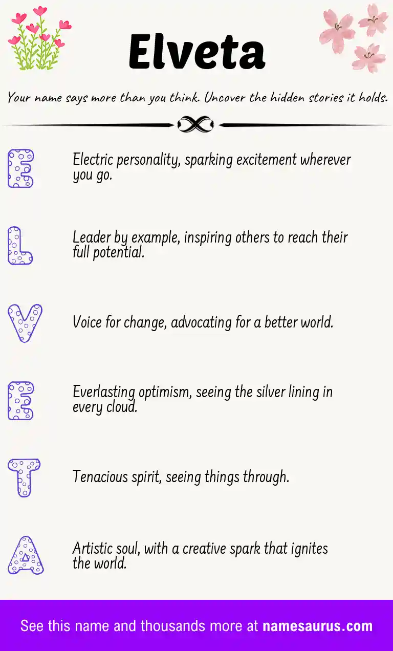 Acrostic poem about Elveta.