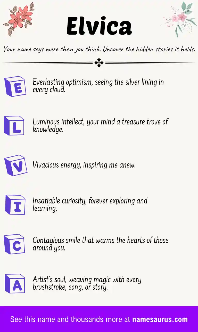 Acrostic poem about Elvica.