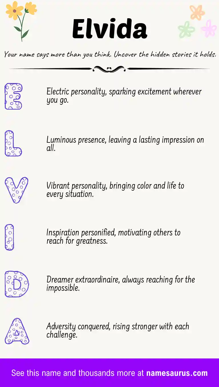 Acrostic poem about Elvida.