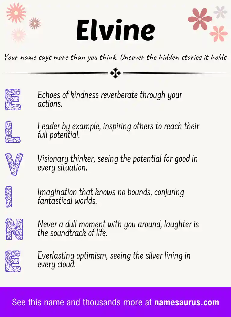 Acrostic poem about Elvine.