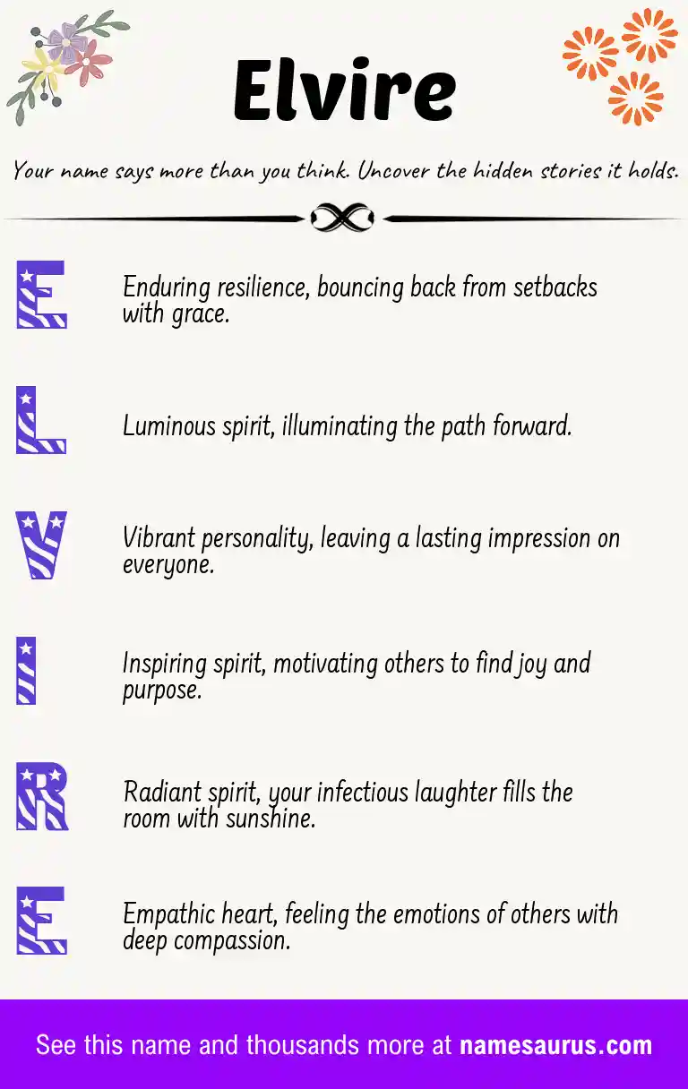 Acrostic poem about Elvire.