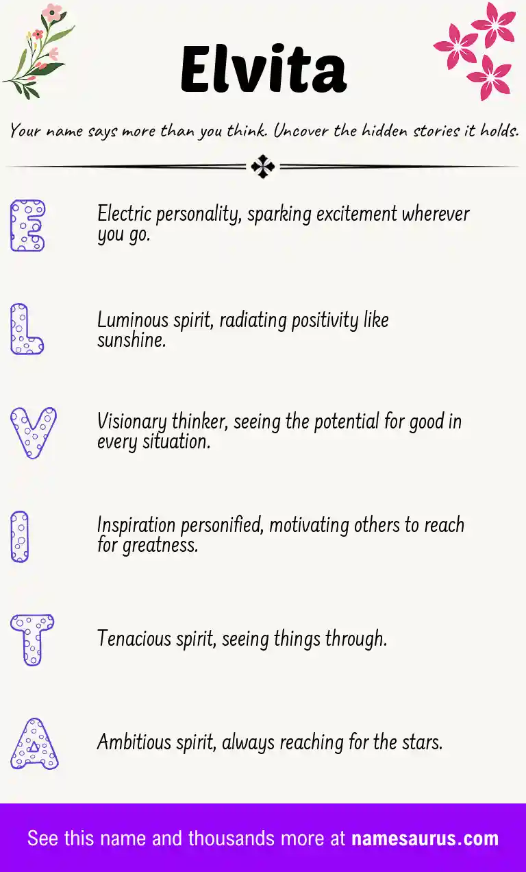 Acrostic poem about Elvita.