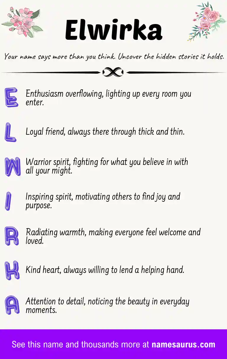 Acrostic poem about Elwirka.