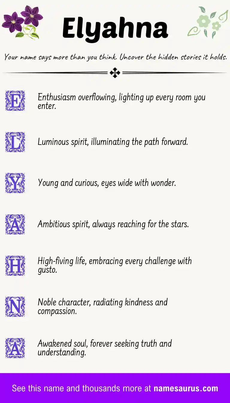 Acrostic poem about Elyahna.