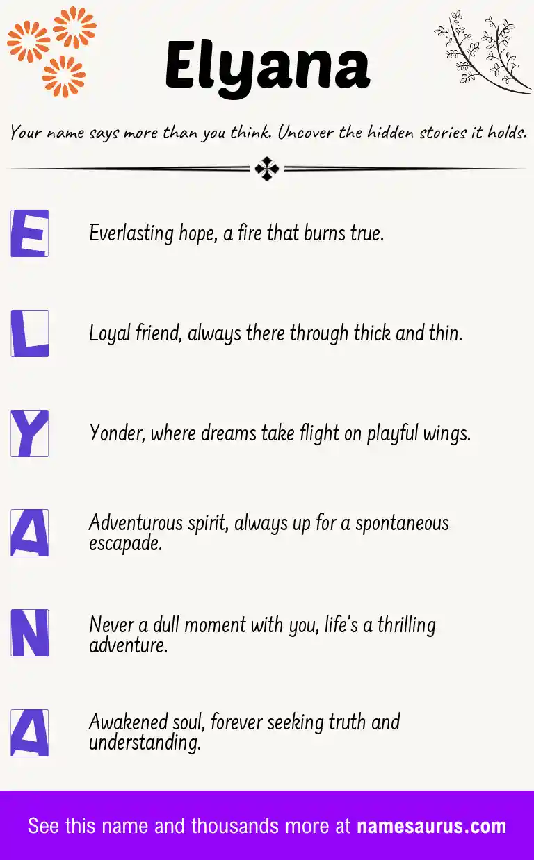 Acrostic poem about Elyana.