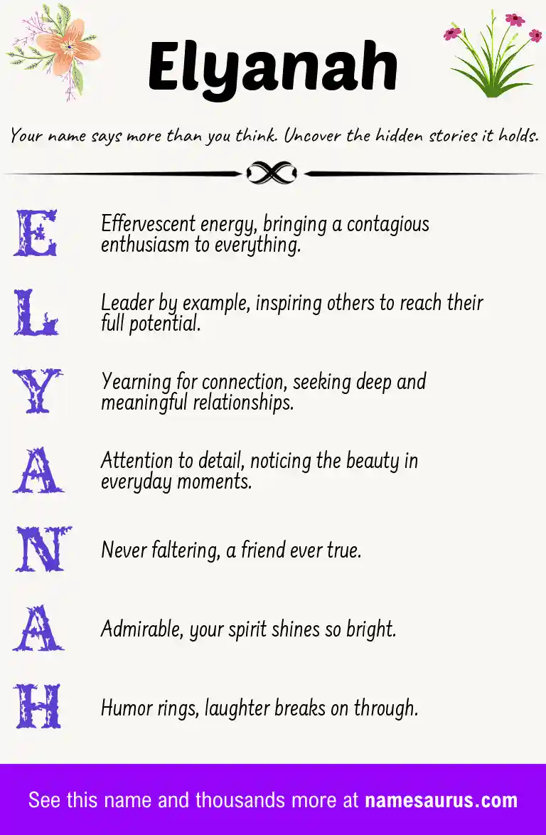 Acrostic poem about Elyanah.