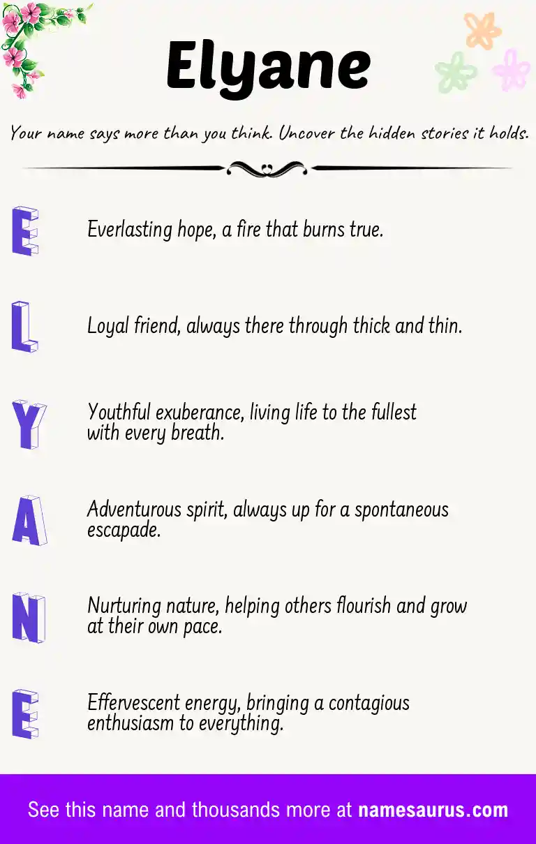 Acrostic poem about Elyane.