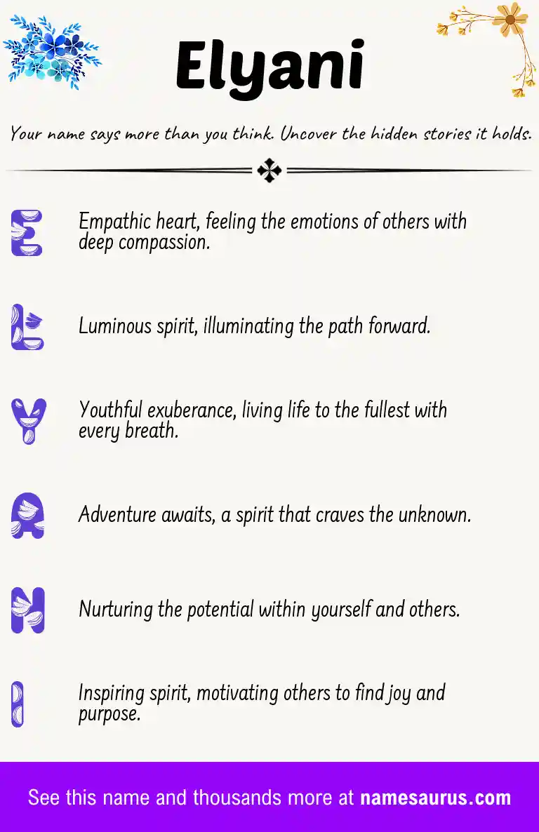 Acrostic poem about Elyani.