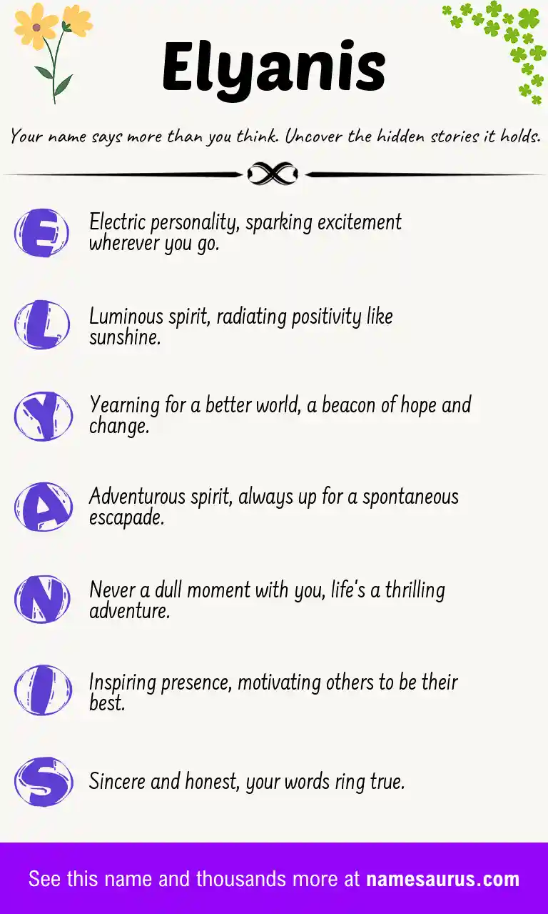 Acrostic poem about Elyanis.