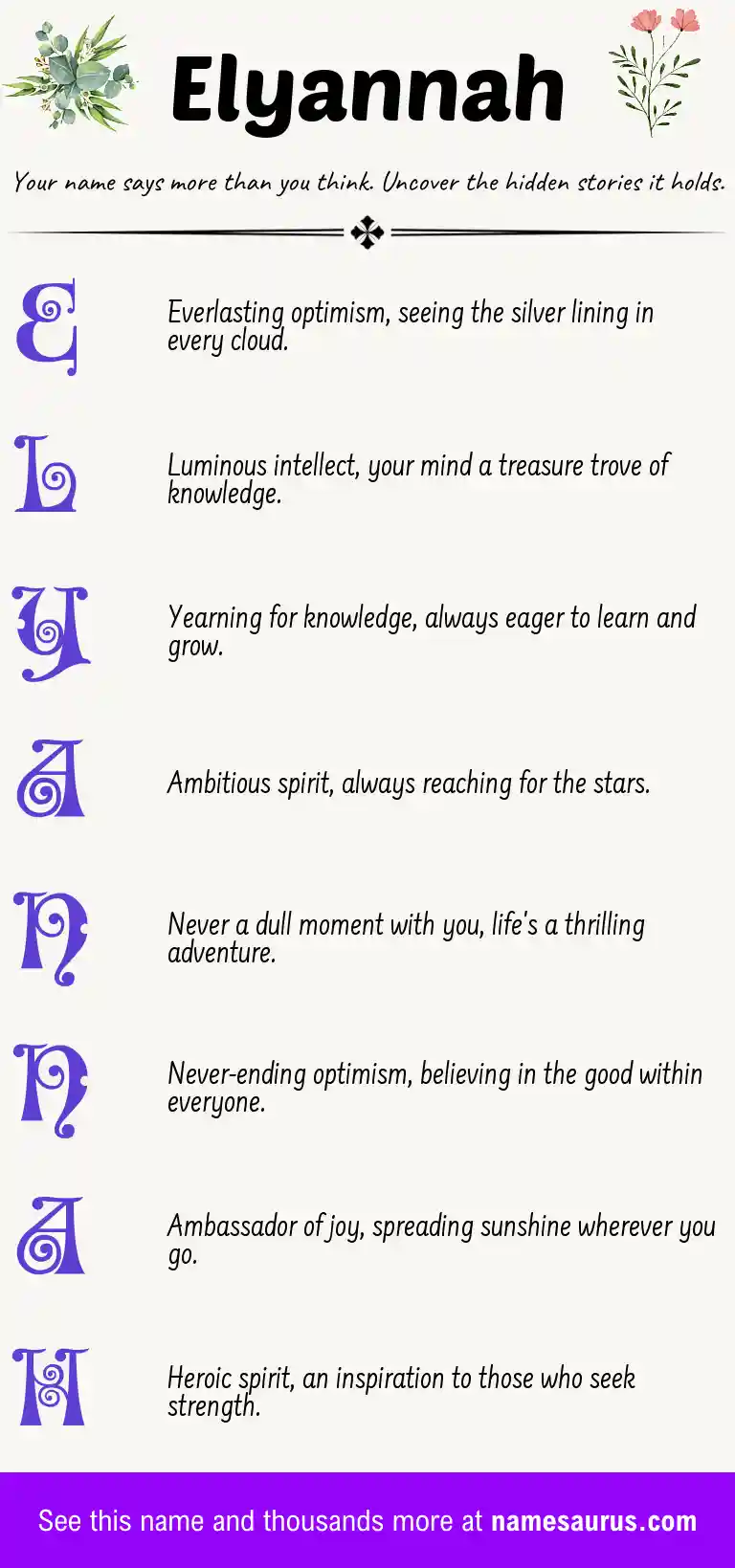 Acrostic poem about Elyannah.