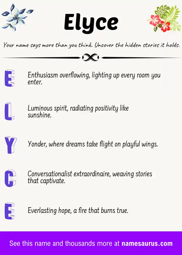 Acrostic poem about Elyce.