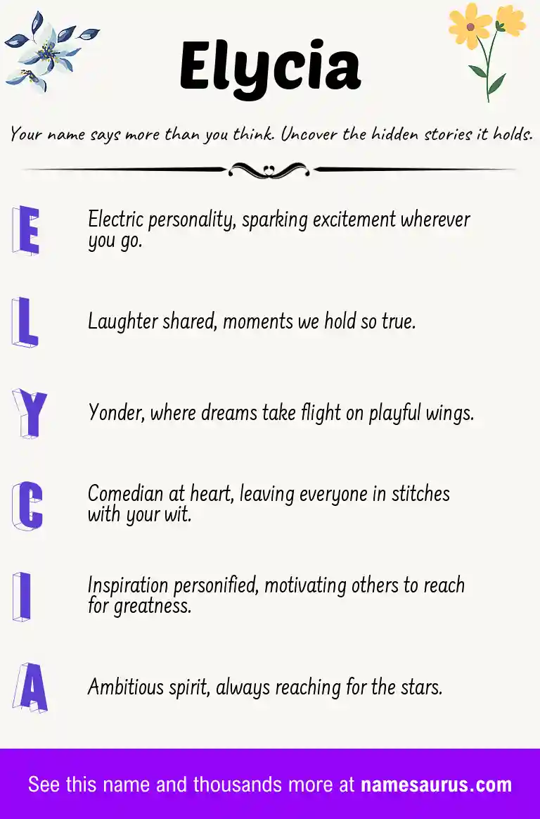 Acrostic poem about Elycia.