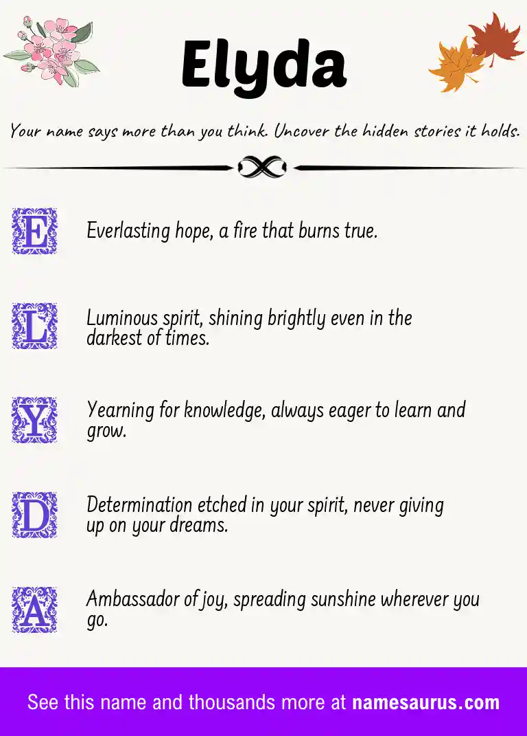 Acrostic poem about Elyda.