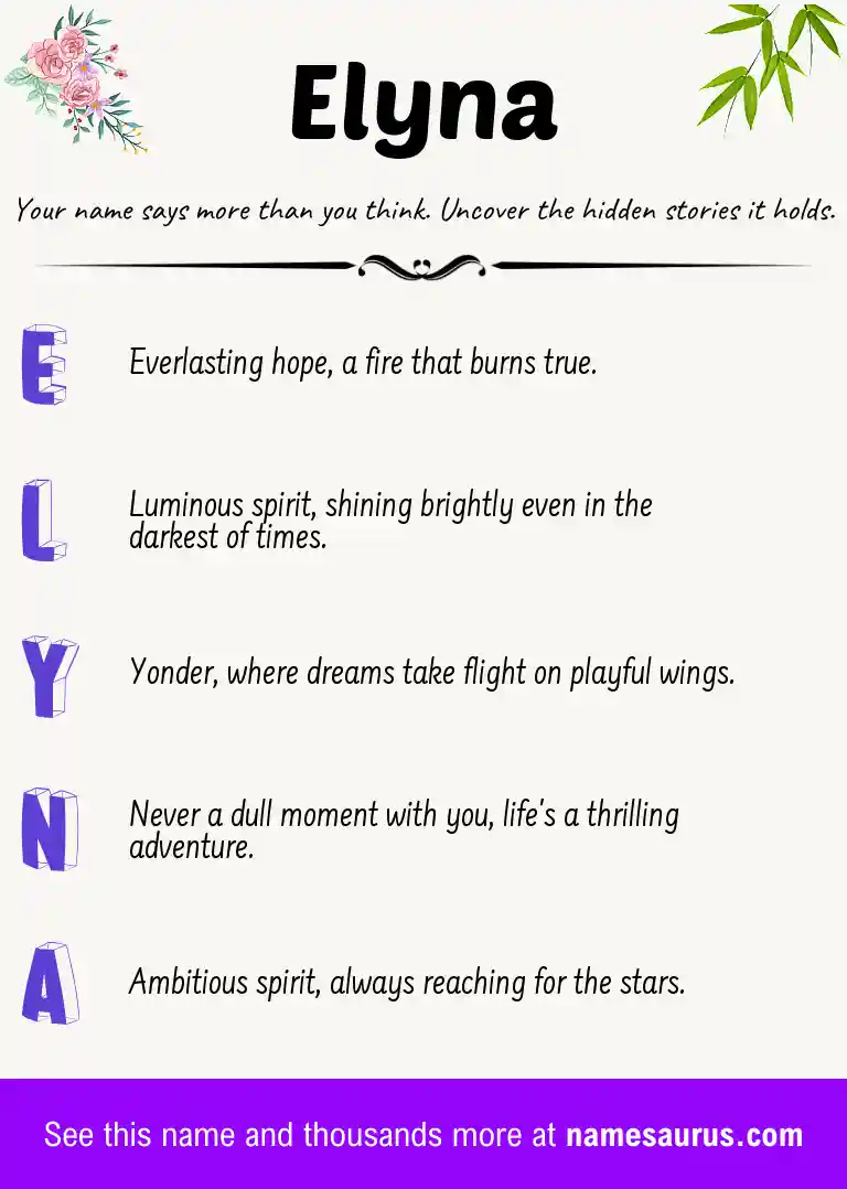 Acrostic poem about Elyna.