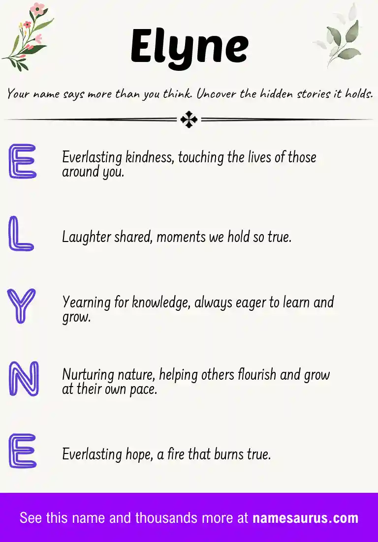 Acrostic poem about Elyne.