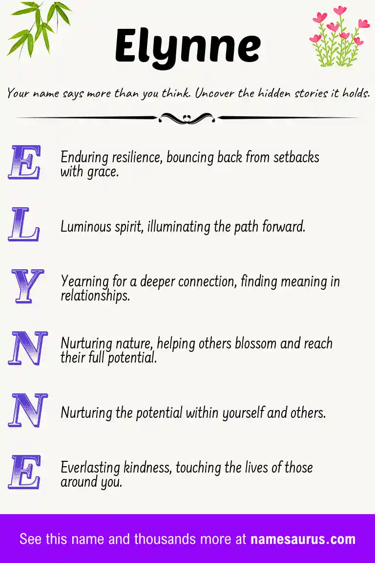 Acrostic poem about Elynne.