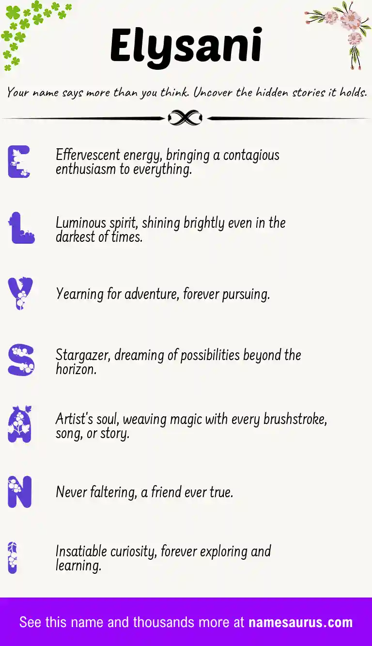 Acrostic poem about Elysani.