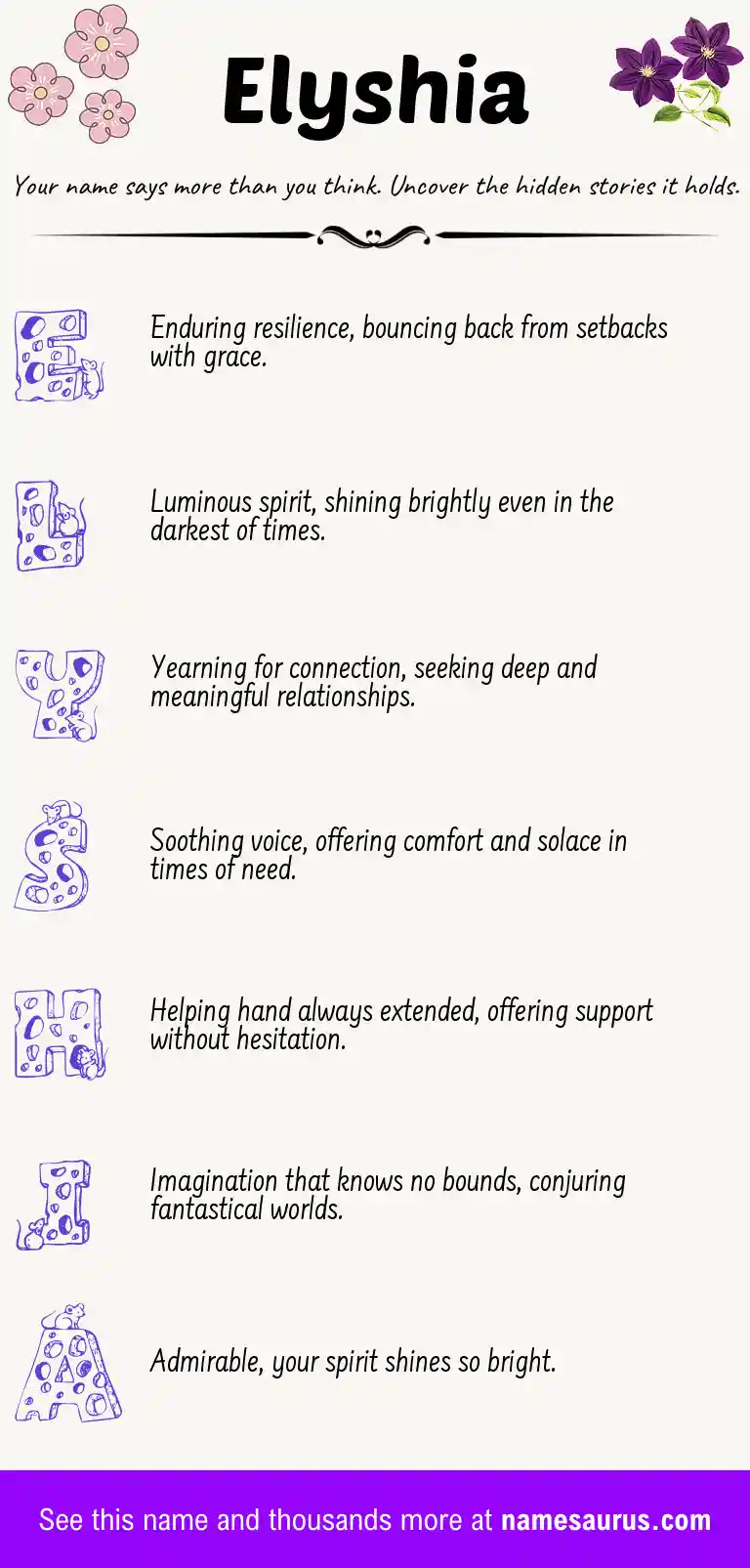 Acrostic poem about Elyshia.
