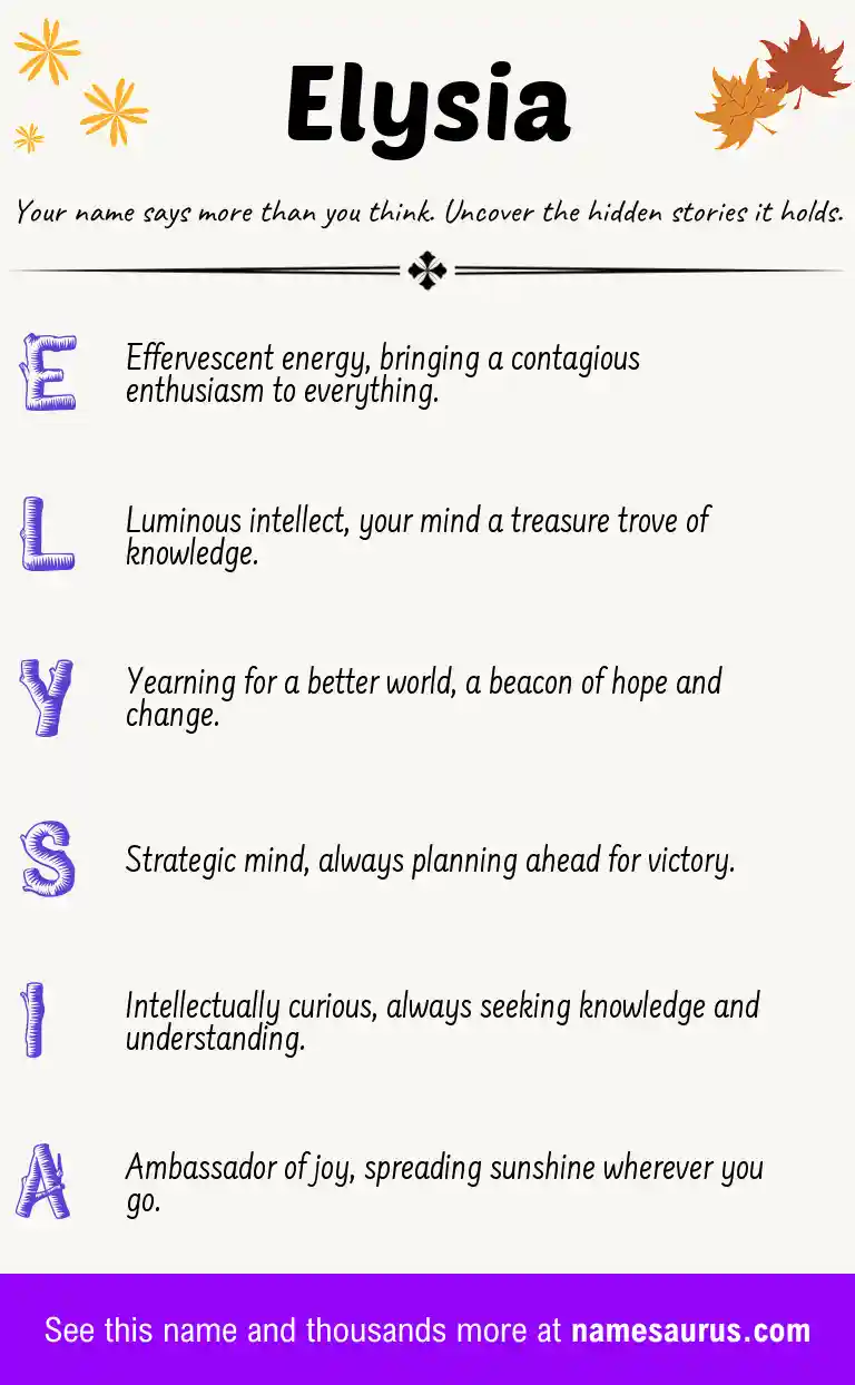 Acrostic poem about Elysia.