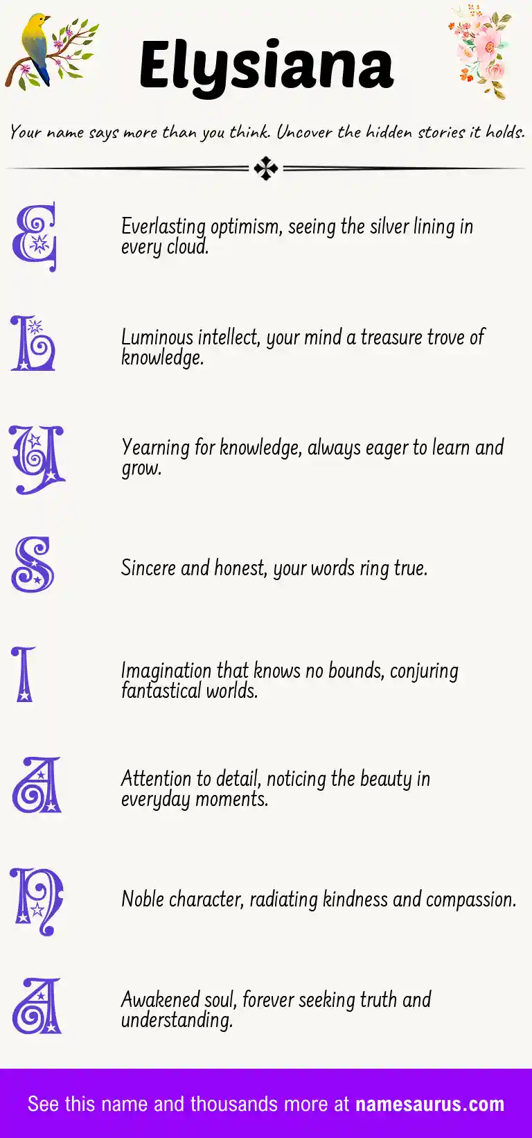 Acrostic poem about Elysiana.