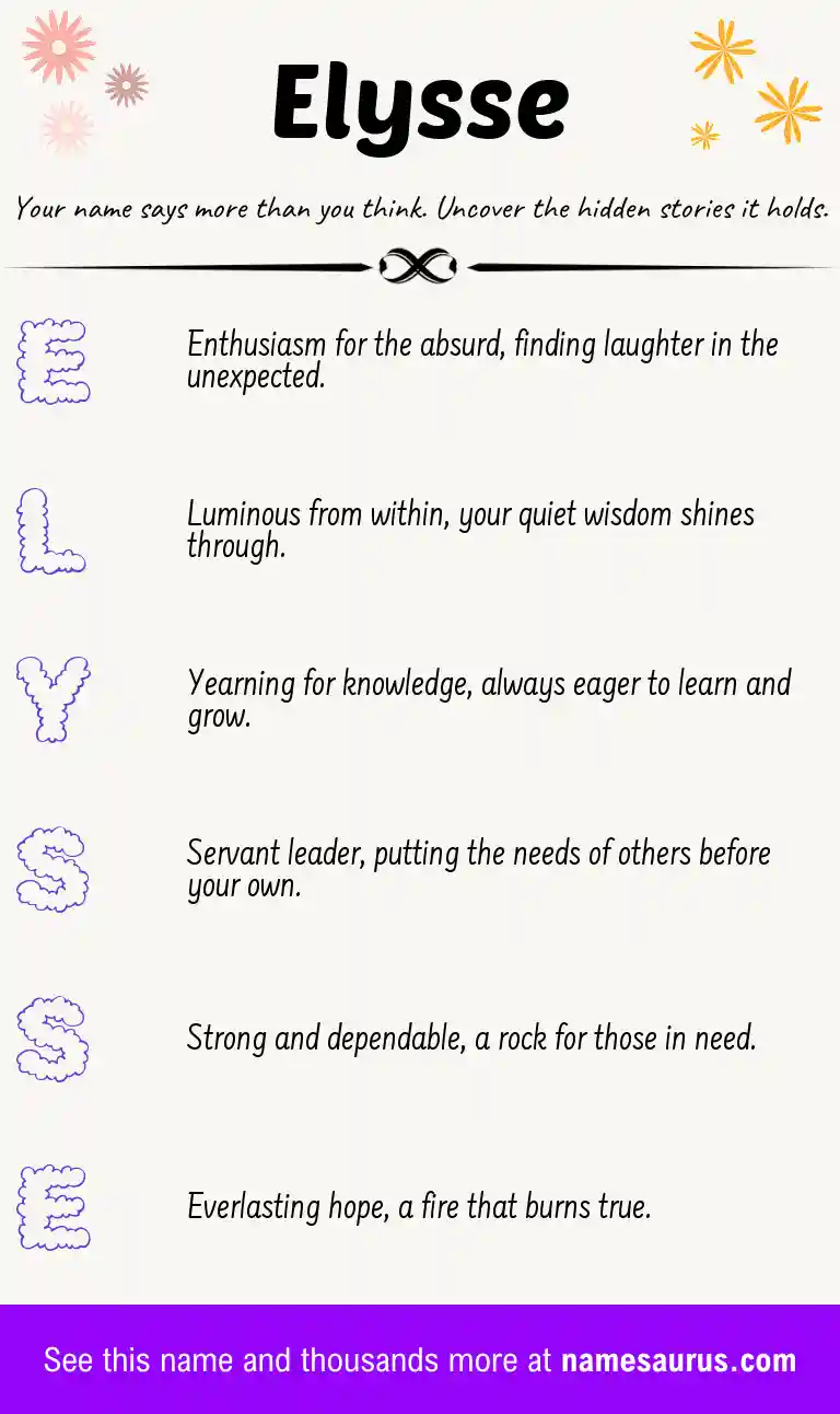 Acrostic poem about Elysse.