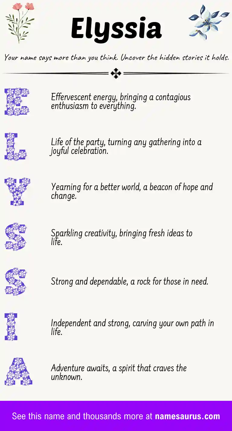 Acrostic poem about Elyssia.