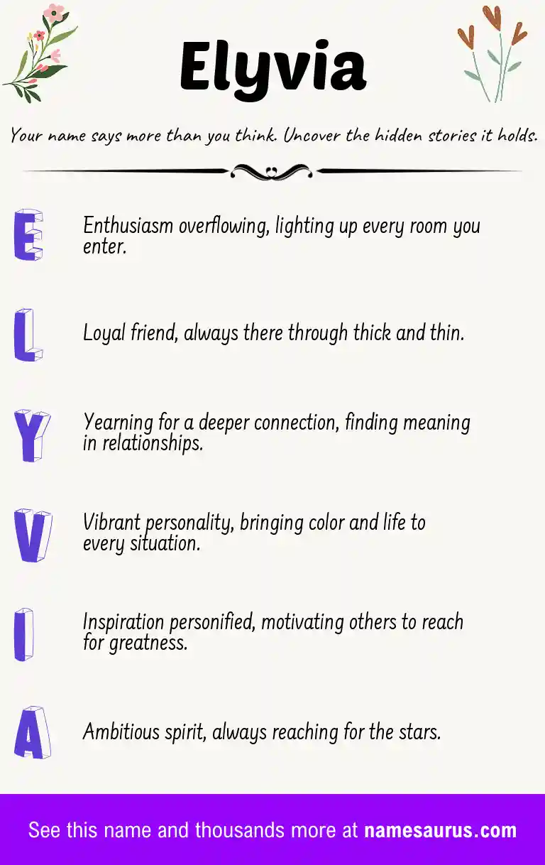 Acrostic poem about Elyvia.