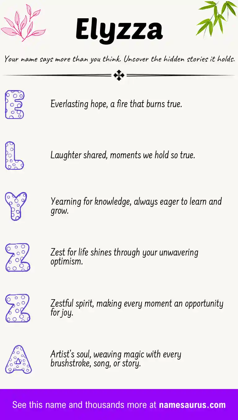 Acrostic poem about Elyzza.