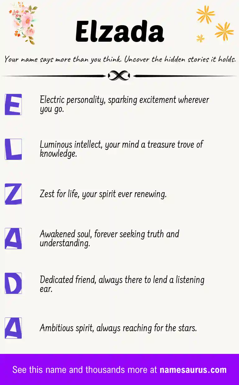 Acrostic poem about Elzada.