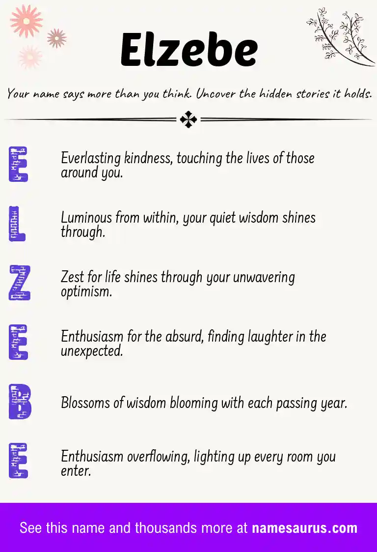 Acrostic poem about Elzebe.