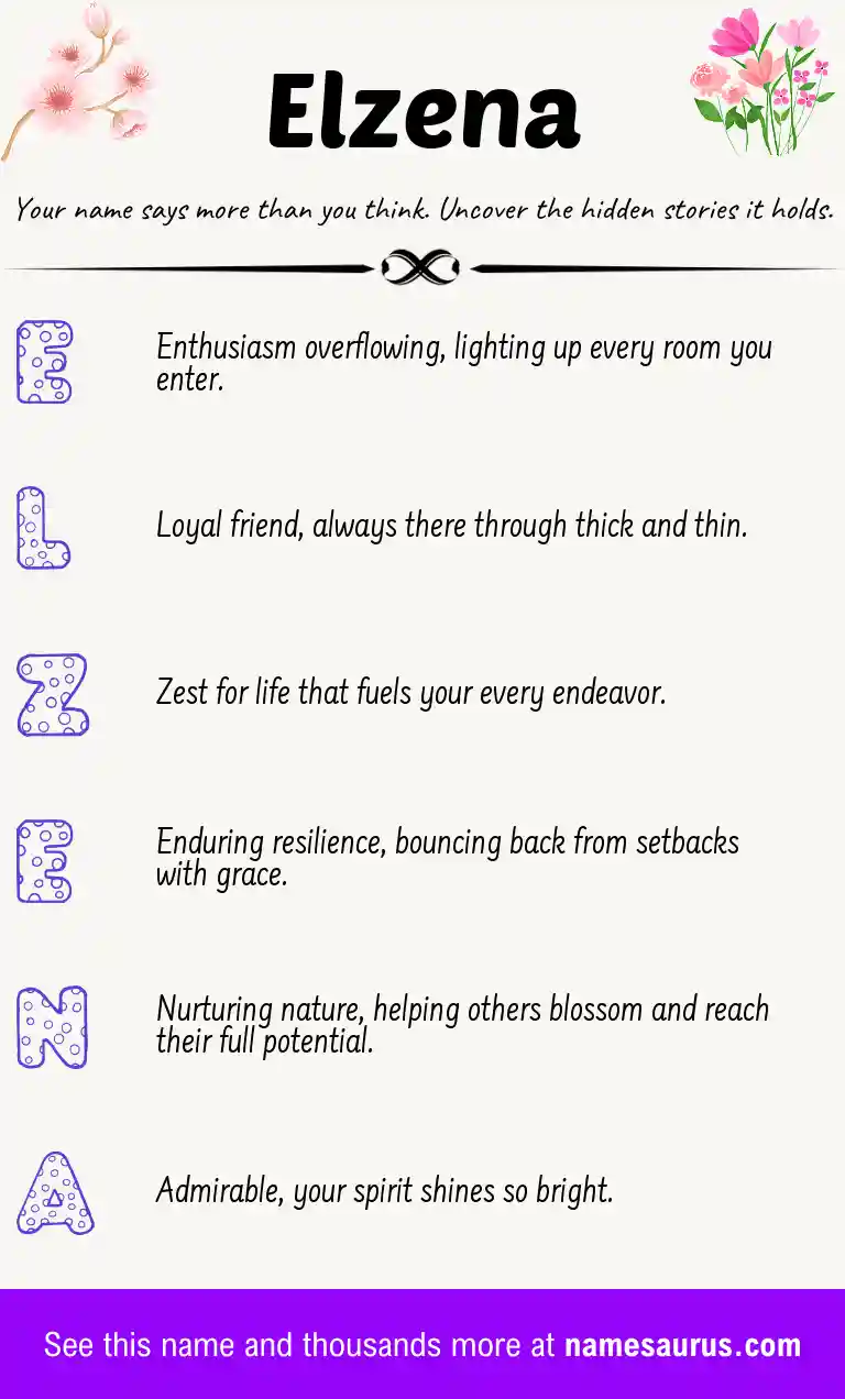 Acrostic poem about Elzena.