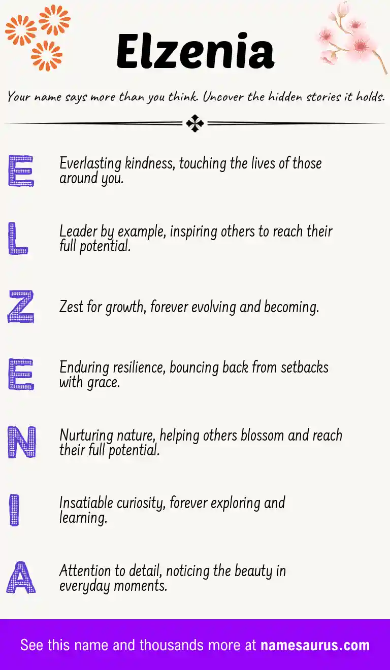 Acrostic poem about Elzenia.