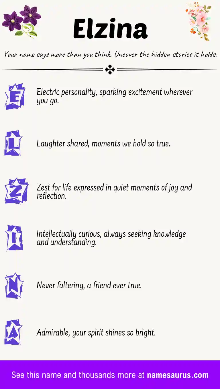 Acrostic poem about Elzina.