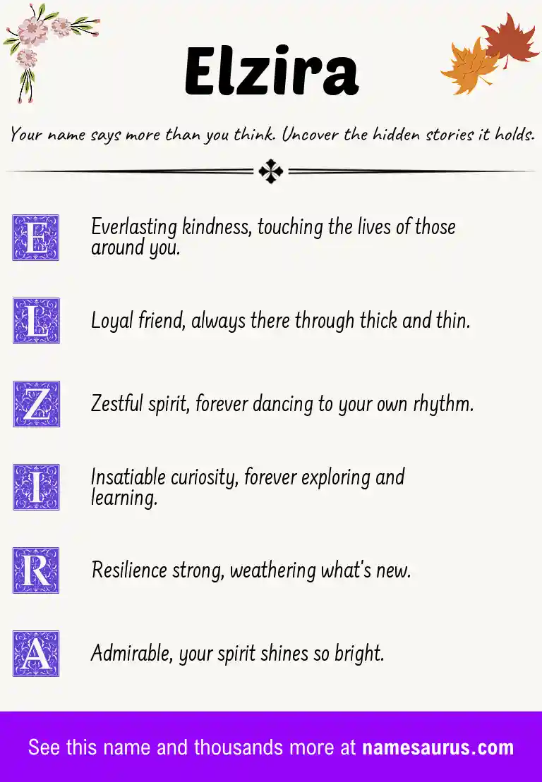 Acrostic poem about Elzira.
