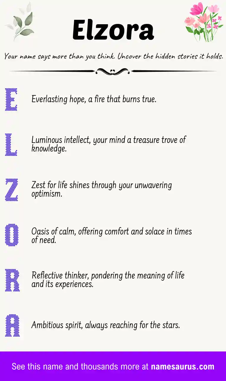 Acrostic poem about Elzora.